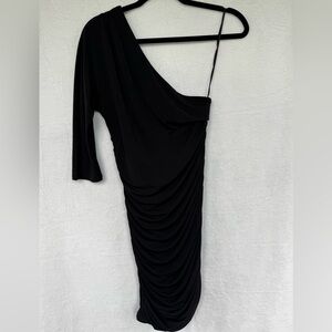 Express Black One-Shoulder Ruched Dress